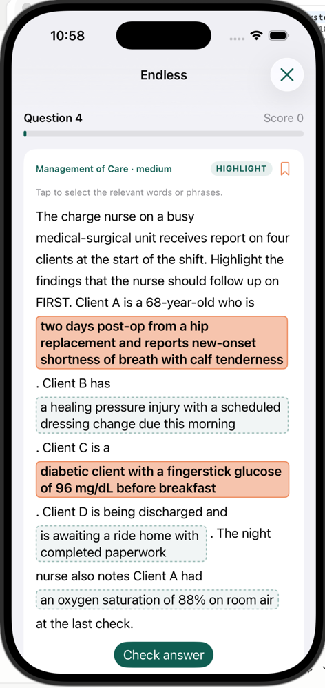 NGN Highlight item — tap the findings to follow up on